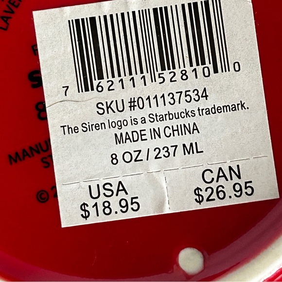 2022 Starbucks 8 oz. Red Ceramic Christmas Holiday Travel Mug - Picture 8 of 8